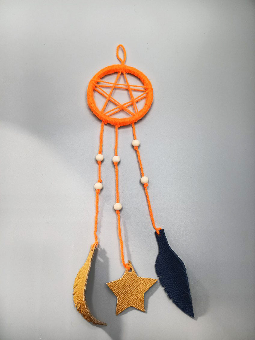 Attrape rêve en laine orange