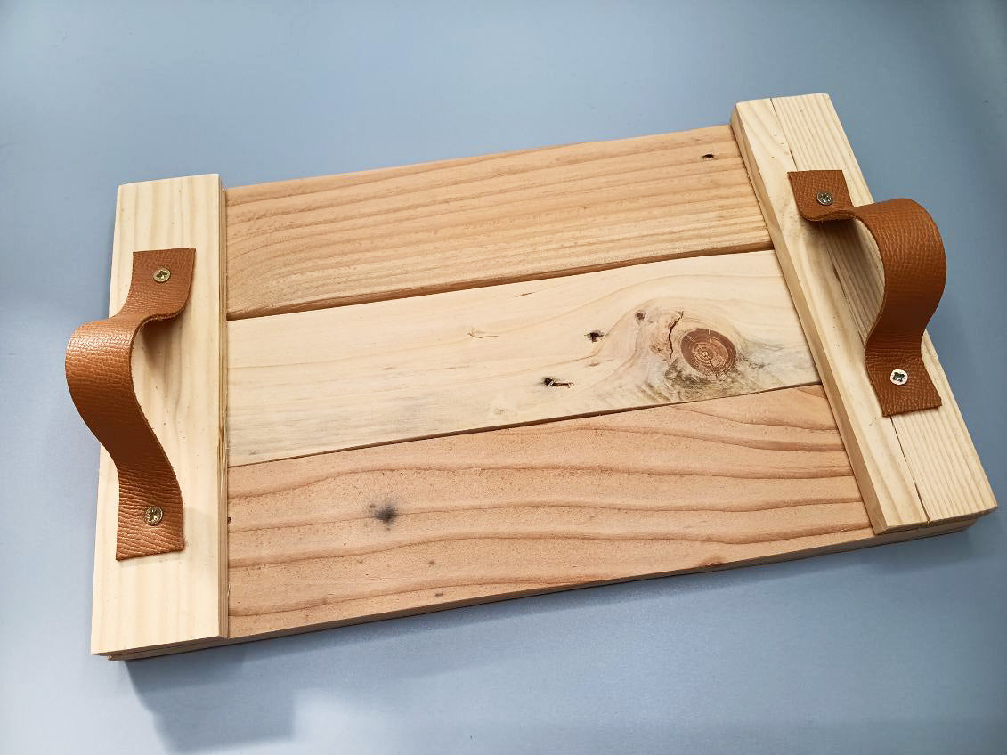 Plateau bois et cuir