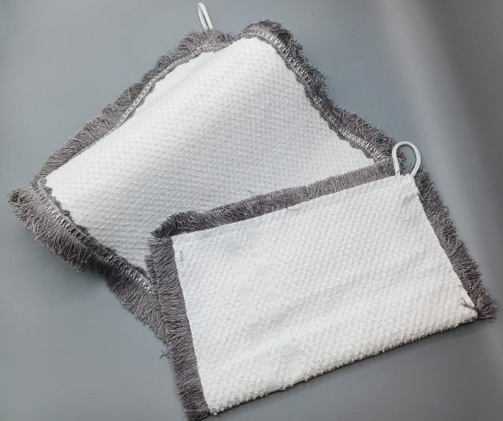 Lot de 2 serviettes invités banches/grises
