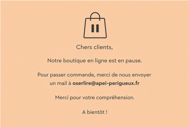 Boutique en ligne en pause