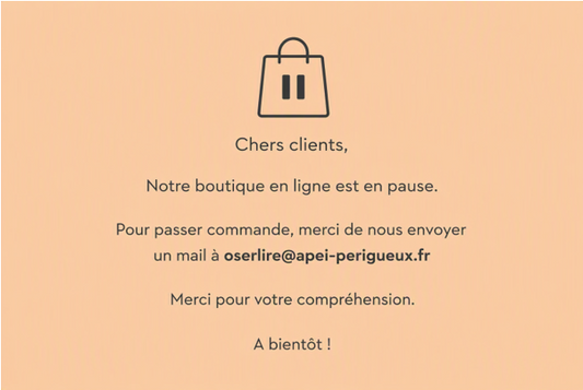 Boutique en ligne en pause